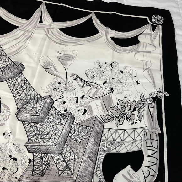 Dana Buchman Huge Paris Scene Scarf  1997 French Landmarks - Picture 4 of 10